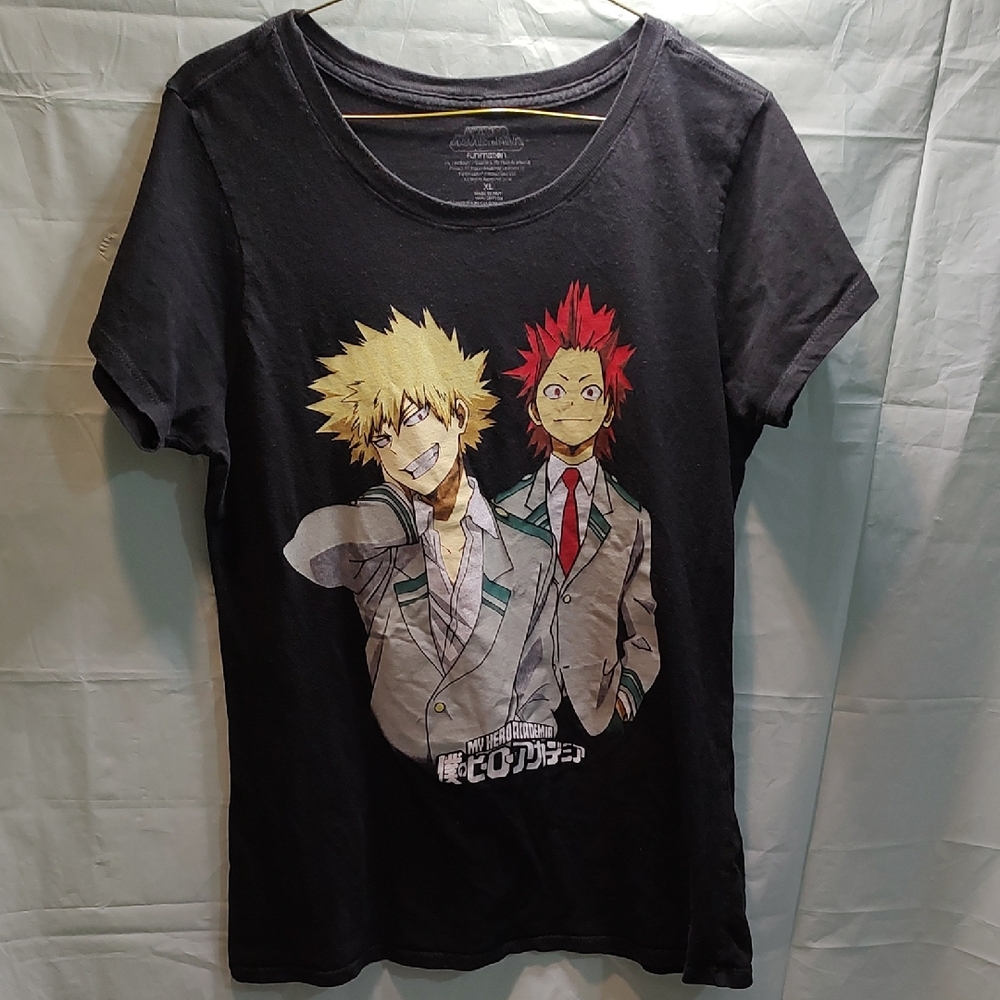 My Hero Academia Black Graphic T-Shirt with Anime Characters Size XL
